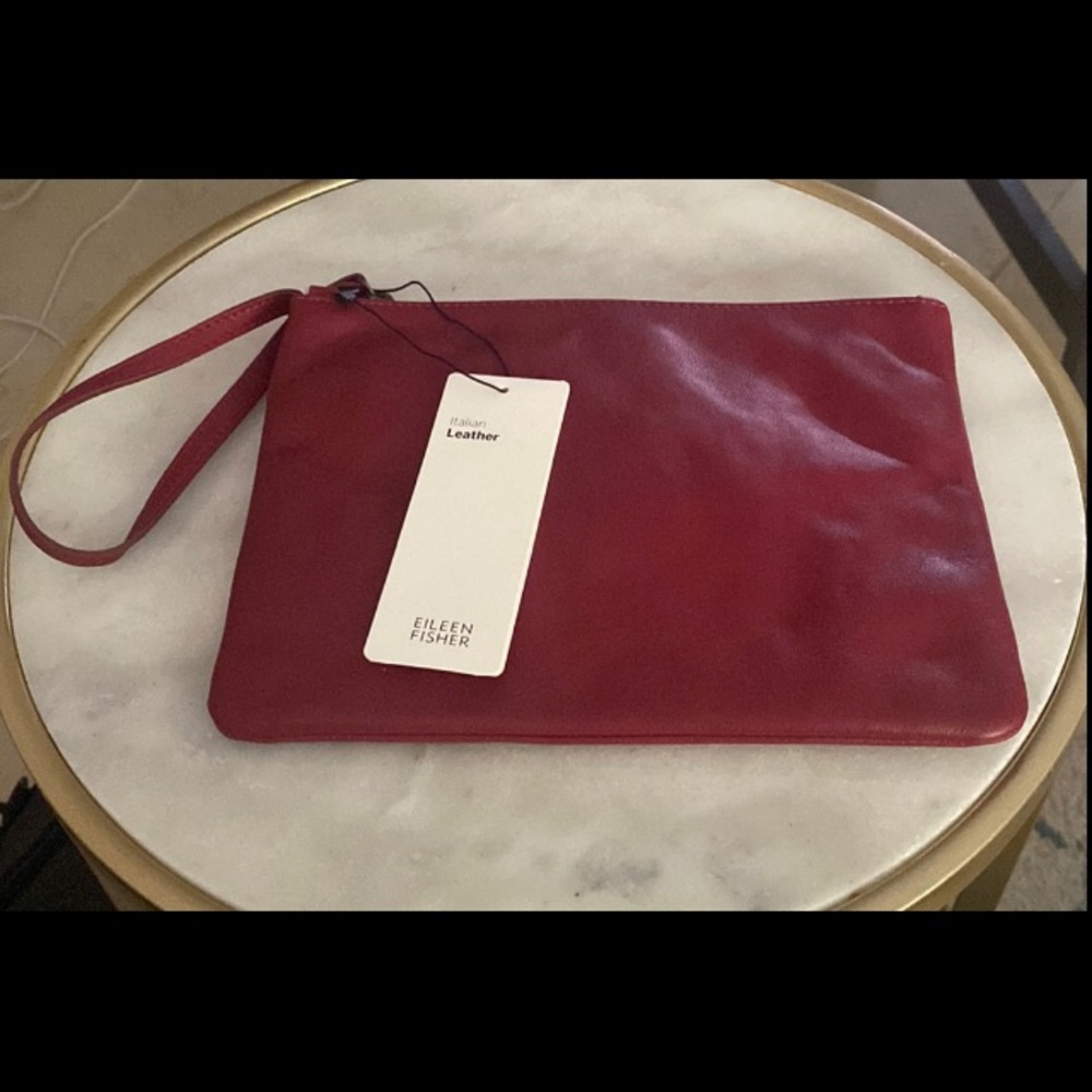 Eileen Fisher Italian Leather Red wristlet